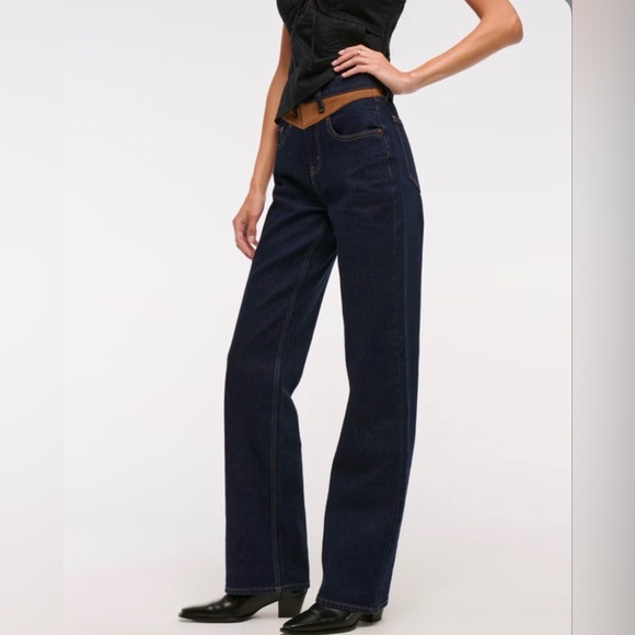 Abercrombie High Rise 90s Relaxed Vegan Suede Yoke Jeans – Size 27 Regular - Picture 4 of 4